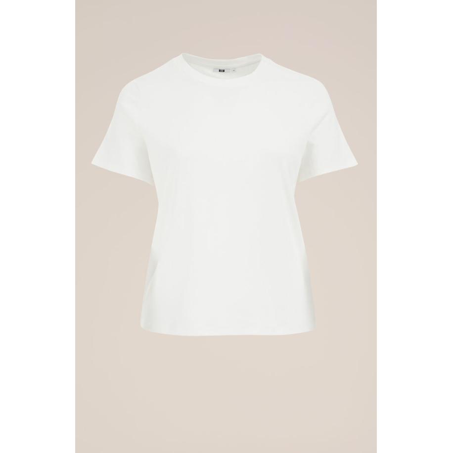 WE Fashion Dames T-shirt - Curve - Regular fit - Wit - Biologisch katoen - Plus Size Maat: 46 Wit