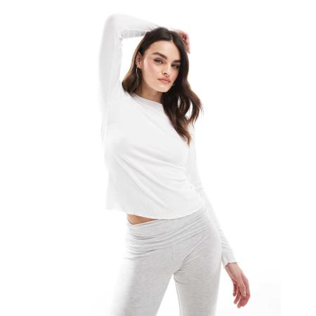 JJXX T-shirt met lange mouwen en geschulpte zoom in wit