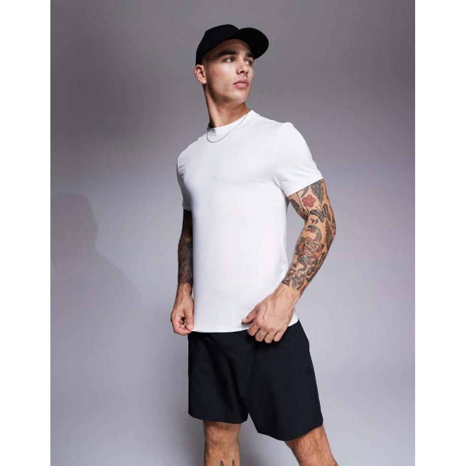 4505 - Icon - Sneldrogend muscle fit trainingsshirt in wit Wit