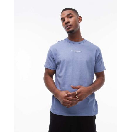 Tommy Jeans - T-shirt met klein lineair logo in lichtblauw