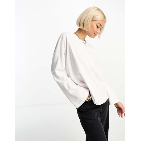 Only Oversized T-shirt met lange mouwen in wit