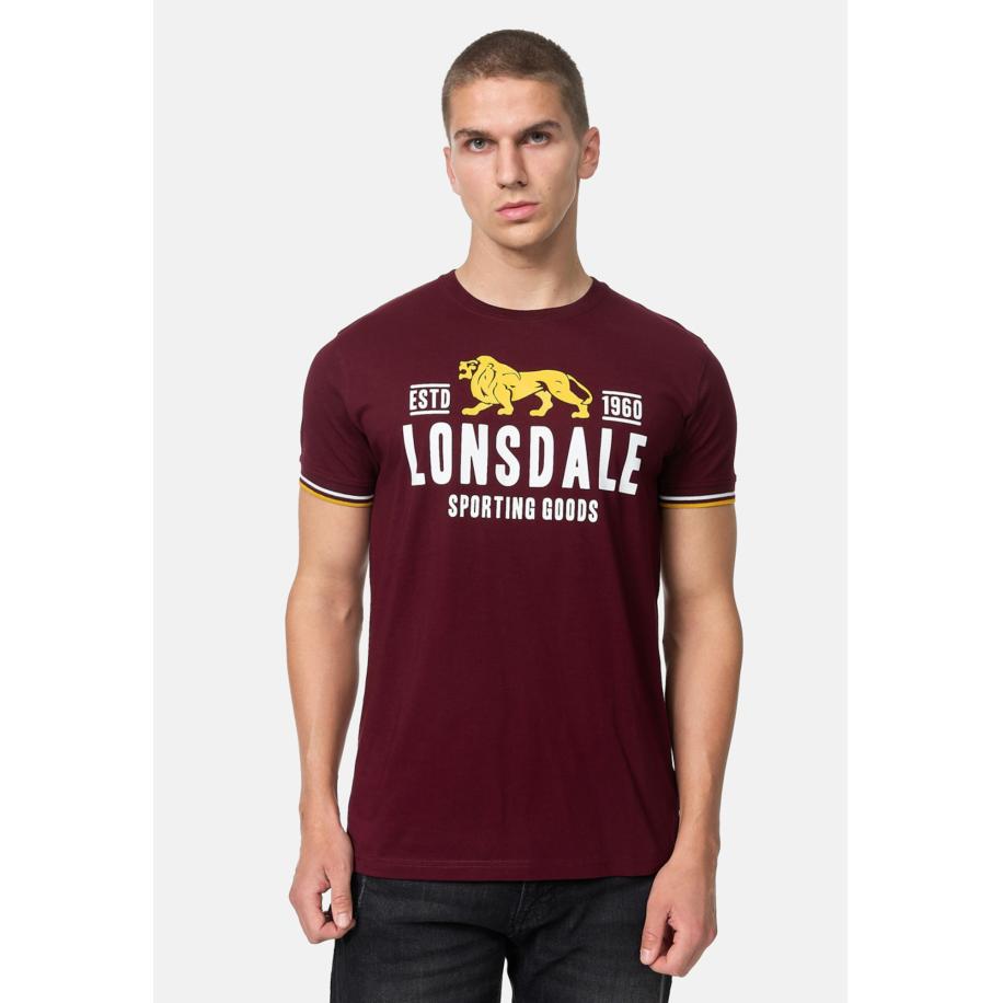 LONSDALE Shirt Blagh geel / wijnrood / wit Rood