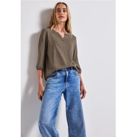 Street One Shirt van jersey met gespleten hals