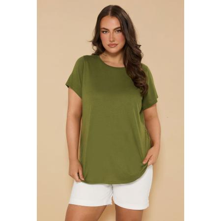 Yours Tshirt Van Katoenmix Met Ronde Halslijn In Olijfgroen Size 58-60