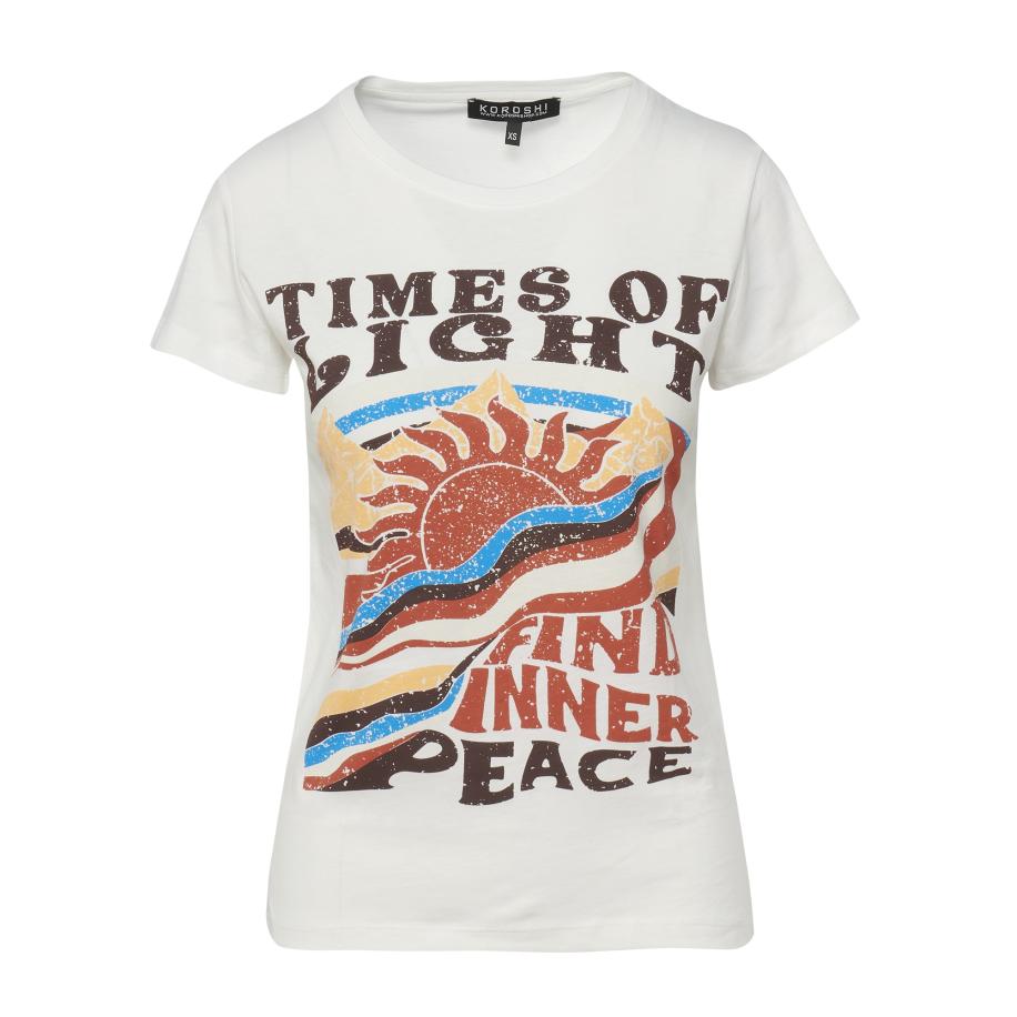 KOROSHI KOROSHI Shirt crème / blauw / donkerbruin / kreeft -