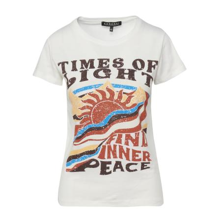 KOROSHI KOROSHI Shirt crème / blauw / donkerbruin / kreeft