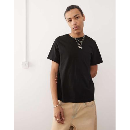 Weekday - Boxy T-shirt van zware jersey in zwart