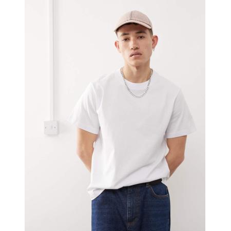 Weekday - Recht T-shirt van zware jersey in wit