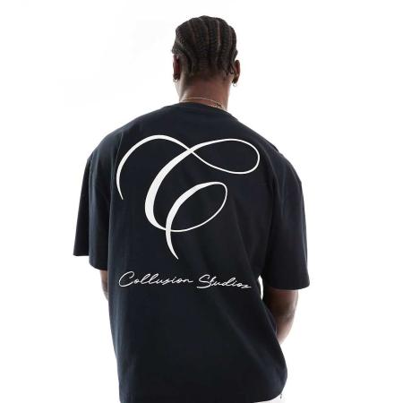 COLLUSION - T-shirt met logoprint in zwart