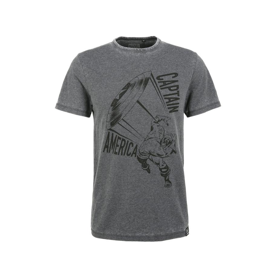 Recovered Recovered Shirt Marvel Captain America Shield donkergrijs -