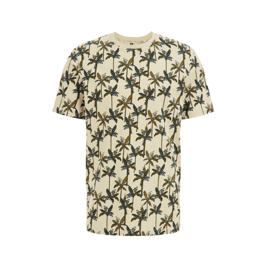 WE Fashion Heren T-shirt met dessin - Slim Fit - Lichtgroen - Katoen - Maat: L Groen