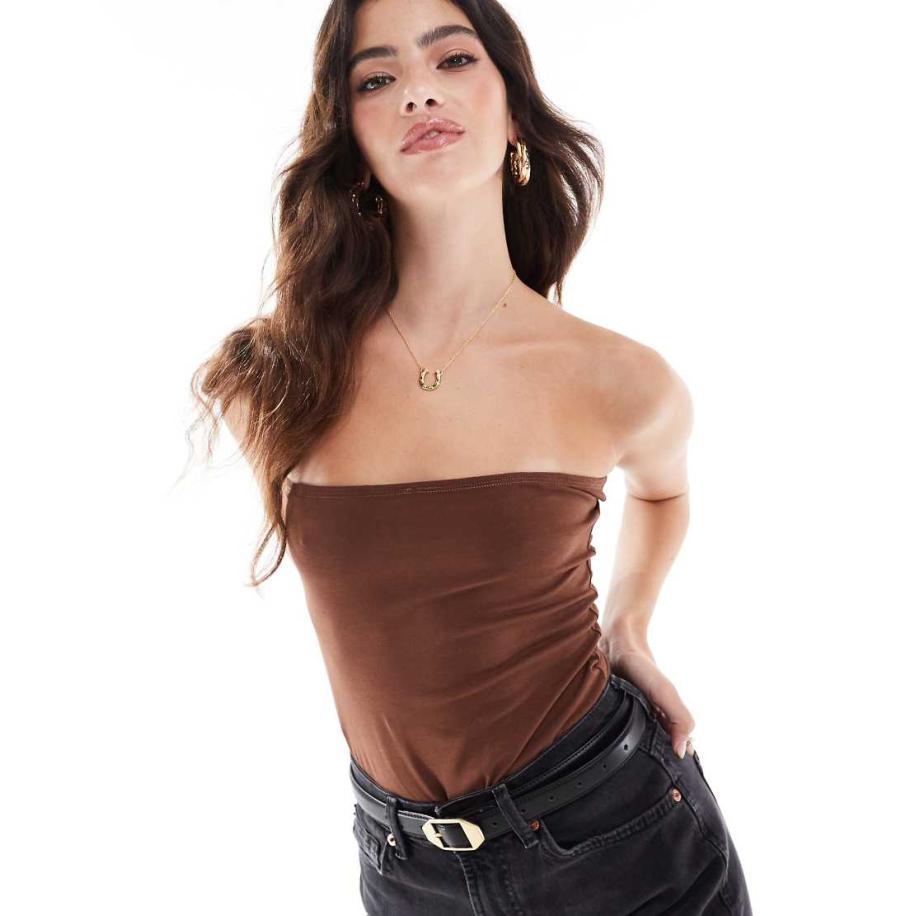 Threadbare Bandeau body van jersey in chocoladebruin Bruin