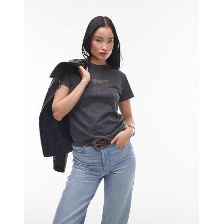 Topshop Recht T-shirt met grafische Austin Healey-print in grijs