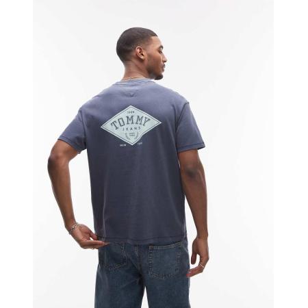 Tommy Jeans - T-shirt met diamant-print op de achterkant in marineblauw