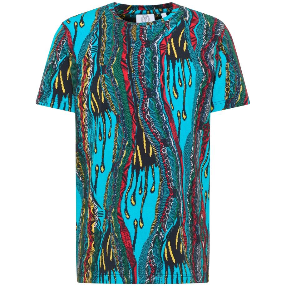 carlo colucci Carlo Colucci Shirt Erroi turquoise / geel / rood / zwart -