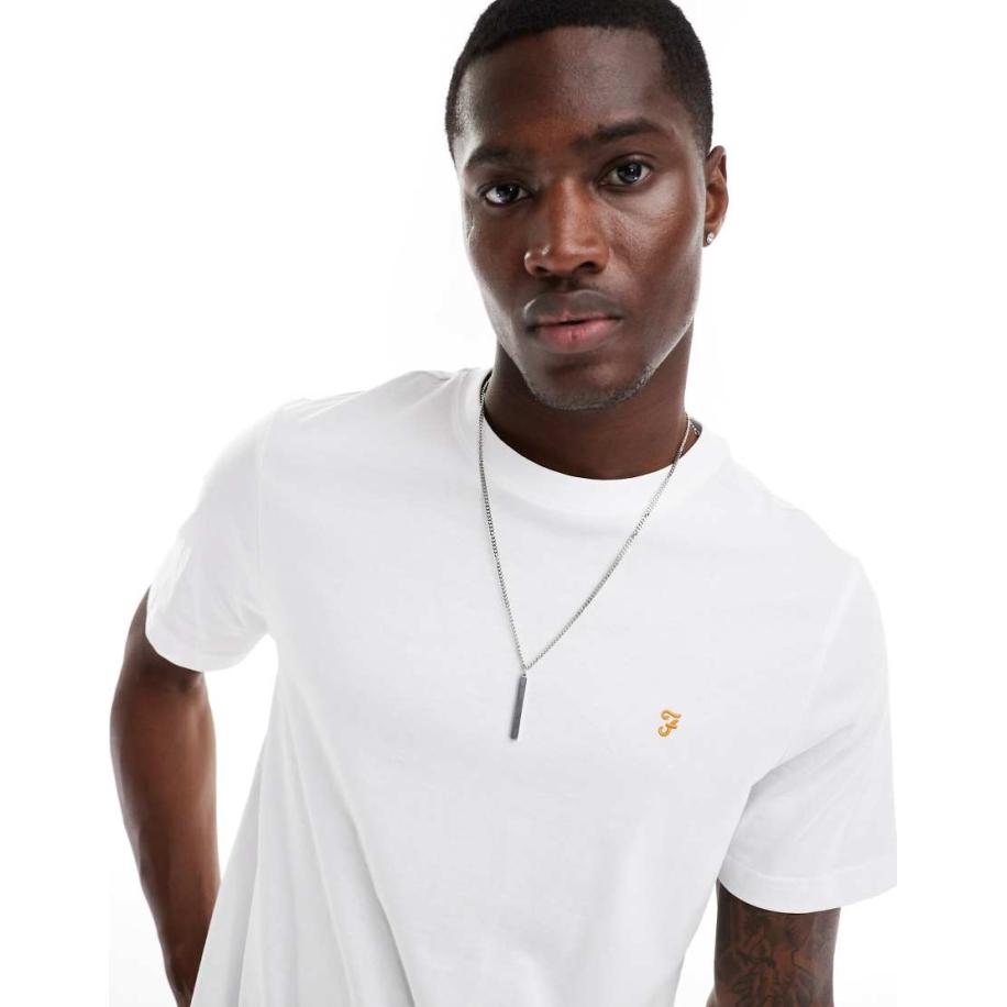 Farah - Danny - Katoenen T-shirt in wit Wit