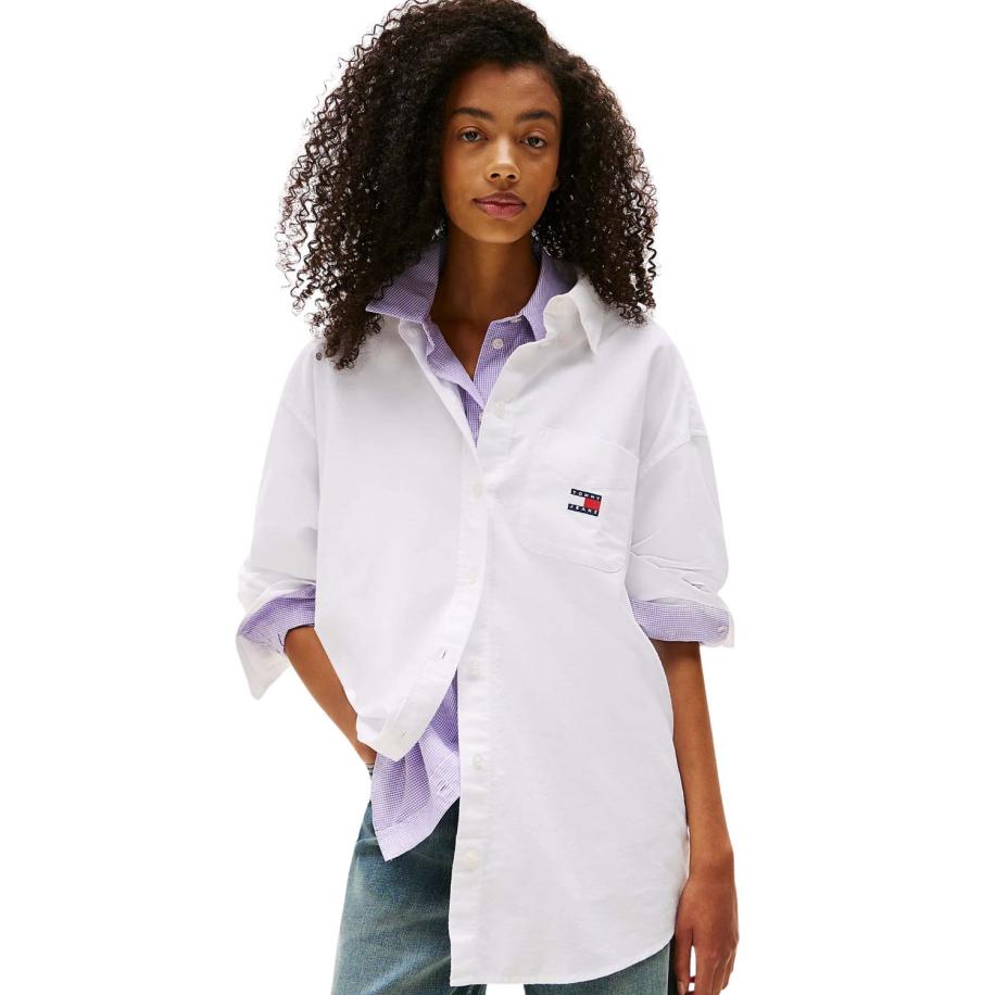 Tommy Jeans Badge Oxford Blouse Wit