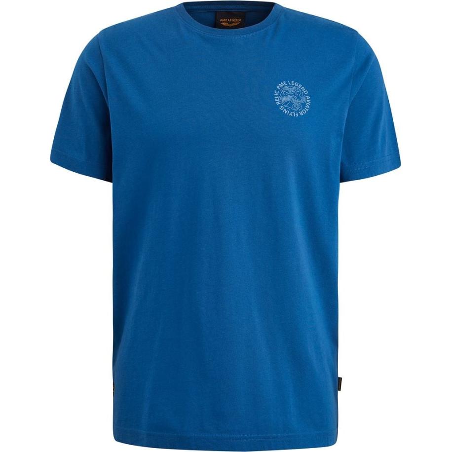 PME Legend Single Jersey T-Shirt Print Blauw Blauw