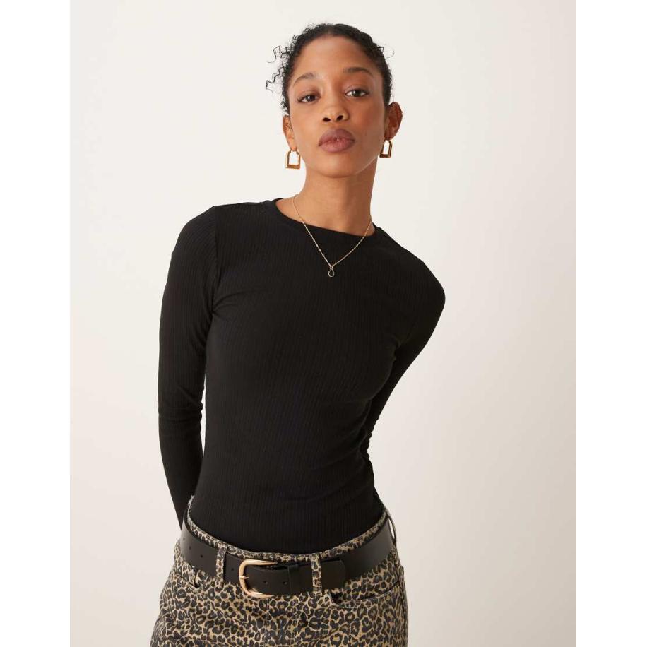 New Look Body met lange mouwen en ronde hals in zwart Zwart