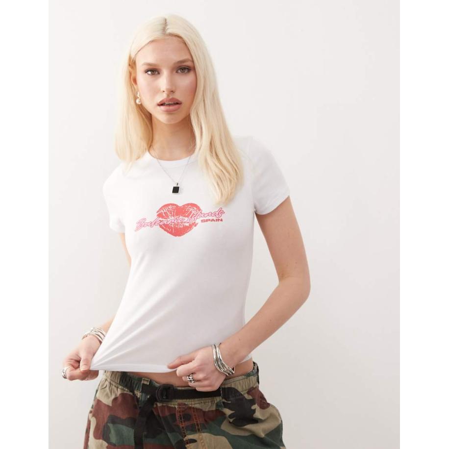 COLLUSION T-shirt met grafische Island-print-Wit Wit