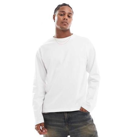 Weekday - Recht T-shirt met lange mouwen in wit