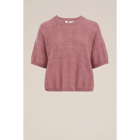 WE Fashion Dames trui met structuur - Curve - Regular fit - Oudroze - Plus Size Maat: 50