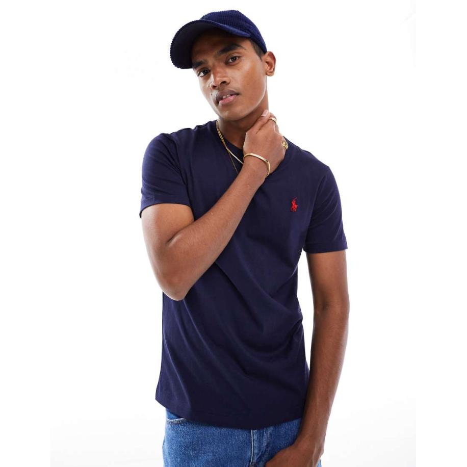 Polo Ralph Lauren - Slim fit T-shirt met ronde hals in marineblauw Blauw