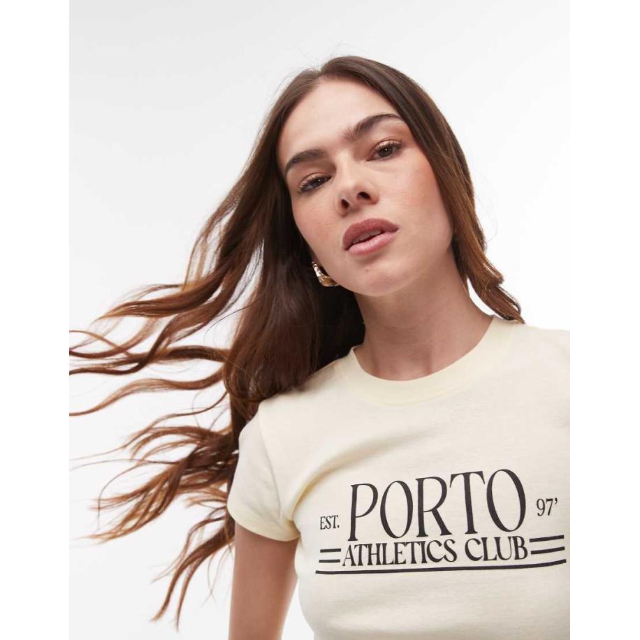 Topshop Baby T-shirt met grafische 'Porto'-print in vaalgeel Geel