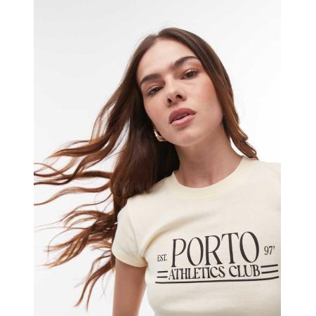 Topshop Baby T-shirt met grafische 'Porto'-print in vaalgeel
