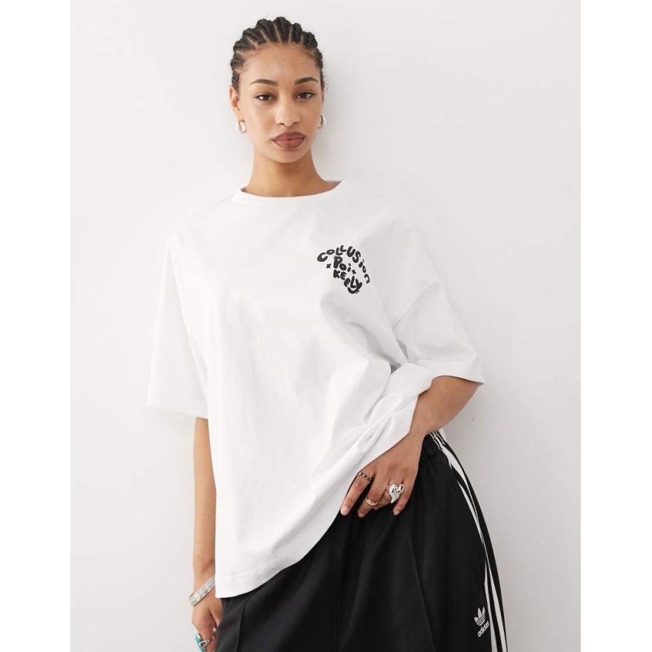 COLLUSION T-shirt met 'Keely & Poi' print-Wit Wit