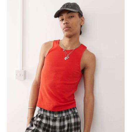 COLLUSION - Geribbeld hemdje in rood