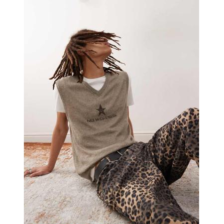 COLLUSION - Gebreide tanktop met V-hals in grijs