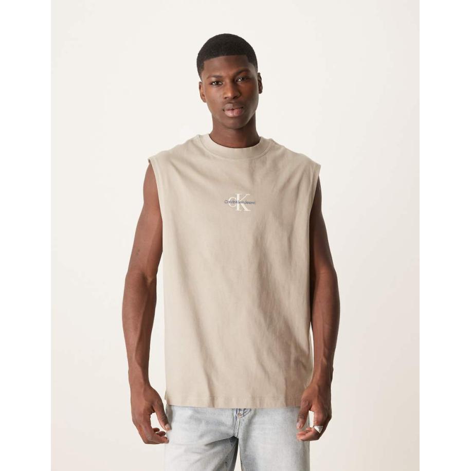 Calvin Klein Jeans - Hemdje met monologo in stone-Neutraal Multicolor