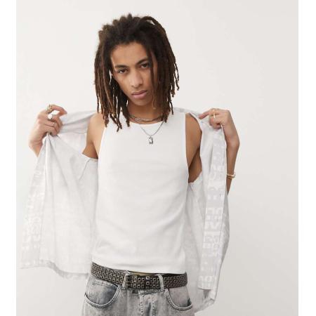 COLLUSION - Geribbeld hemd in wit