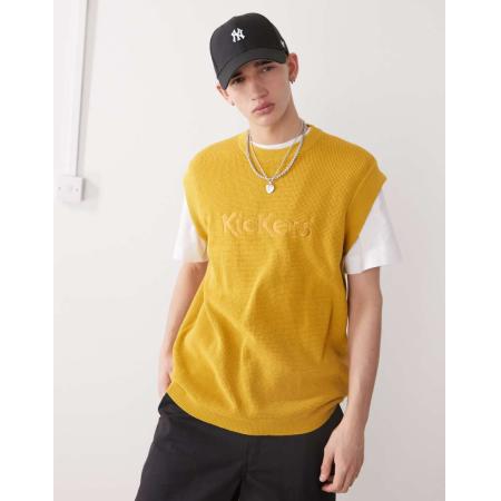 Kickers - Gebreid mouwloos hemd in okergeel