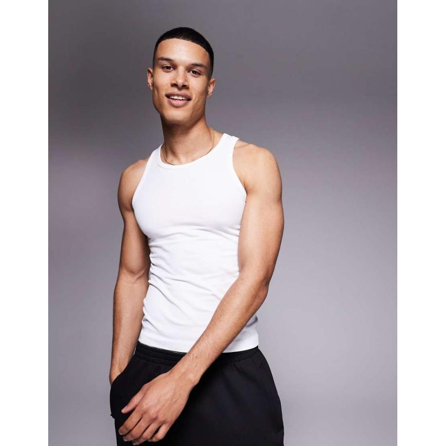 4505 - Icon - Slim-fit naadloos geribbeld hemdje in wit Wit