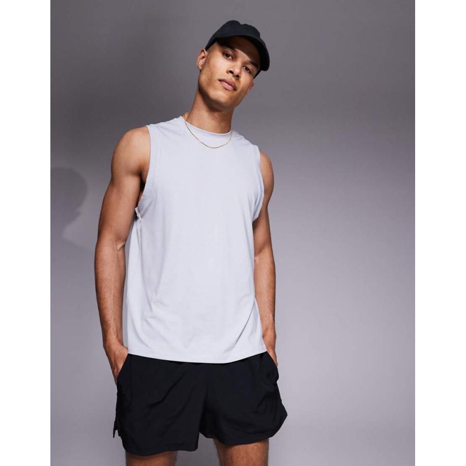 4505 - Geborstelde sneldrogende sporttanktop in grijs gemêleerd Grijs