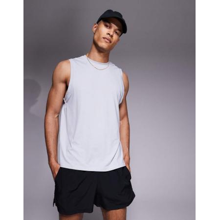 4505 - Geborstelde sneldrogende sporttanktop in grijs gemêleerd