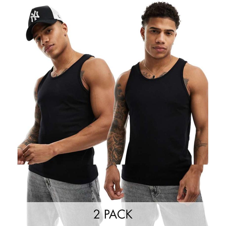 Jack & Jones - Set van 2 hemdjes in zwart Zwart