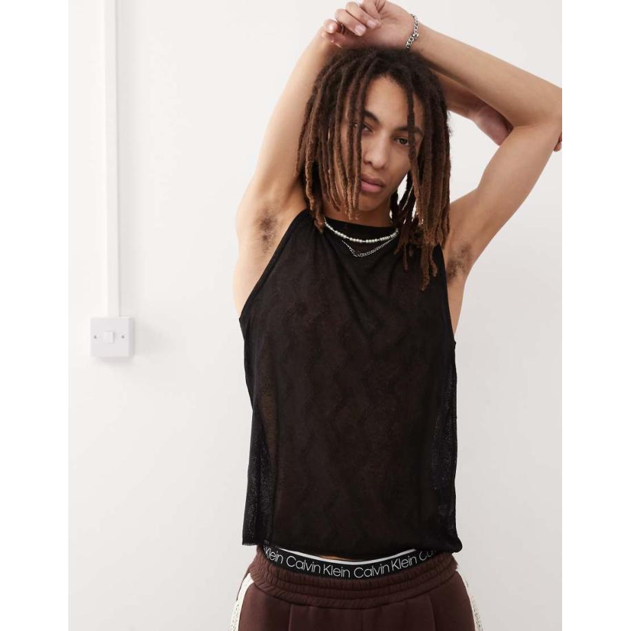 COLLUSION - Gebreide tanktop in zwart Zwart