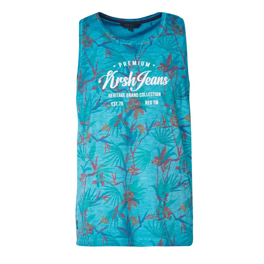 KOROSHI KOROSHI Shirt olijfgroen / petrol / wit -