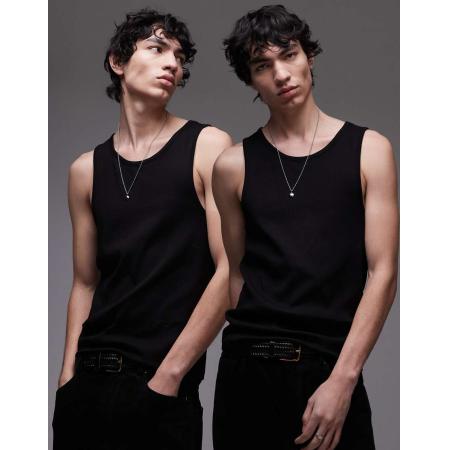 Topman - Set van 2 geribbelde hemden in zwart