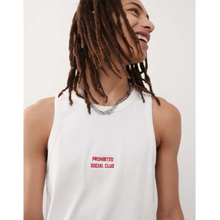 Prohibited - Social Club - Tanktop met logo in gebroken wit