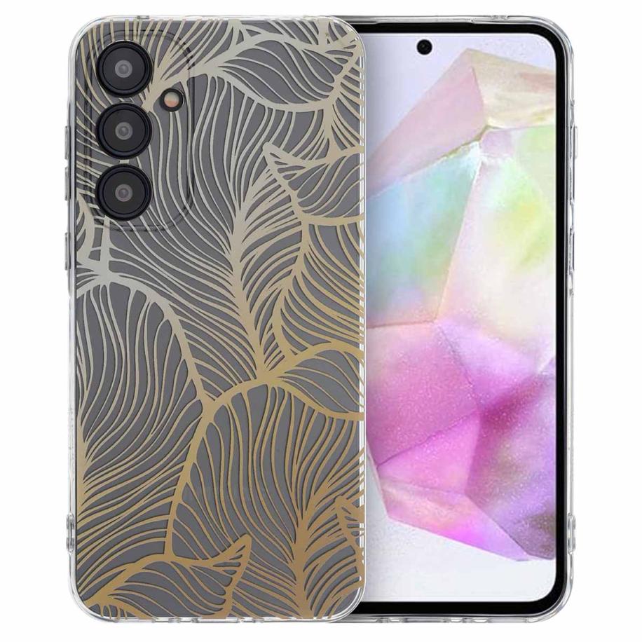 imoshion Design hoesje voor de Samsung Galaxy A35 - Golden Leaves Transparant