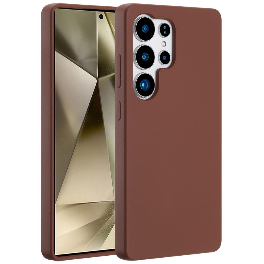 Accezz Liquid Silicone Backcover met MagSafe voor de Samsung Galaxy S25 Ultra - New Tea Brown Bruin