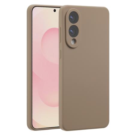 Accezz Liquid Silicone Backcover met MagSafe voor de Samsung Galaxy S25 Edge - Lichtbruin