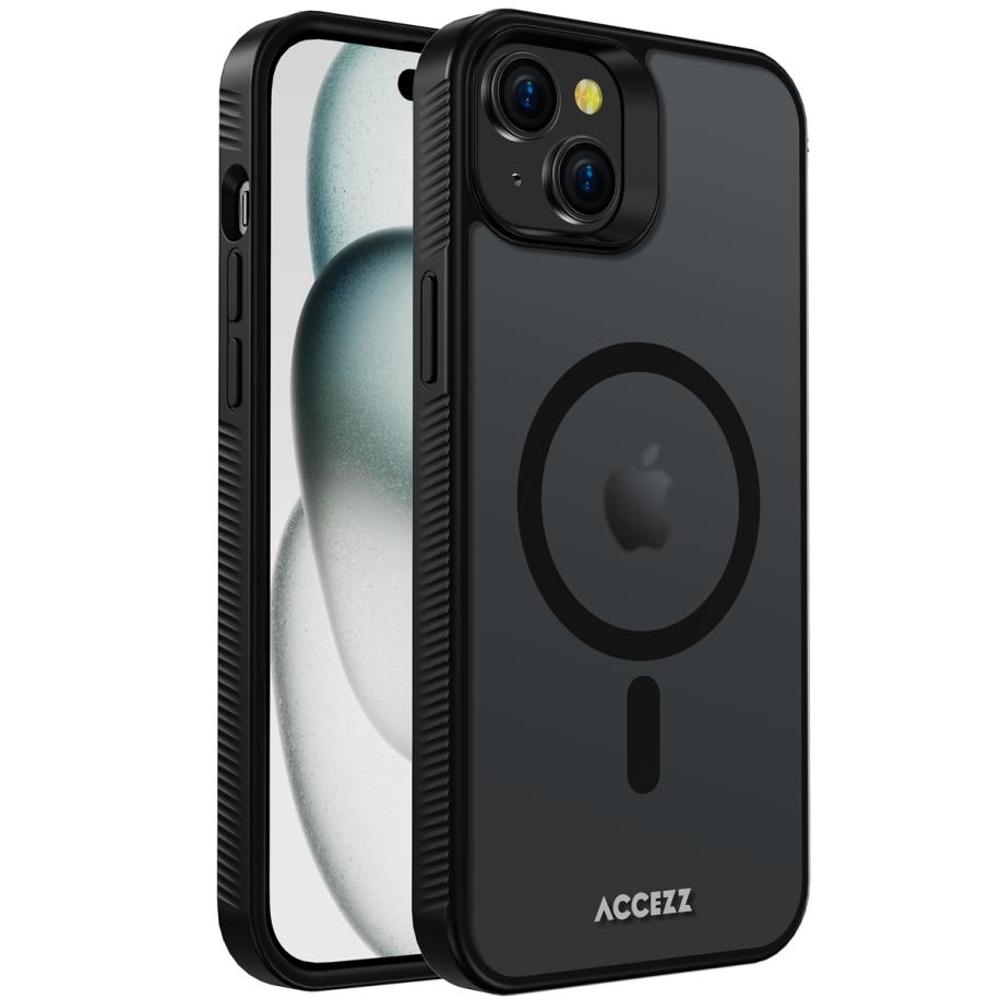Accezz Rugged Frosted MagSafe Backcover voor de Apple iPhone 15 Plus - Zwart Zwart