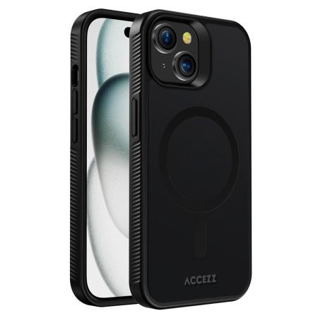 Accezz Rugged Frosted MagSafe Backcover voor de Apple iPhone 15 Plus - Zwart