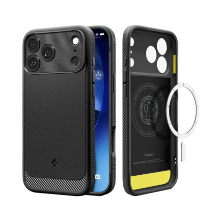 Spigen Rugged Armor Backcover MagSafe voor de Apple iPhone 17 Pro - Matte Black