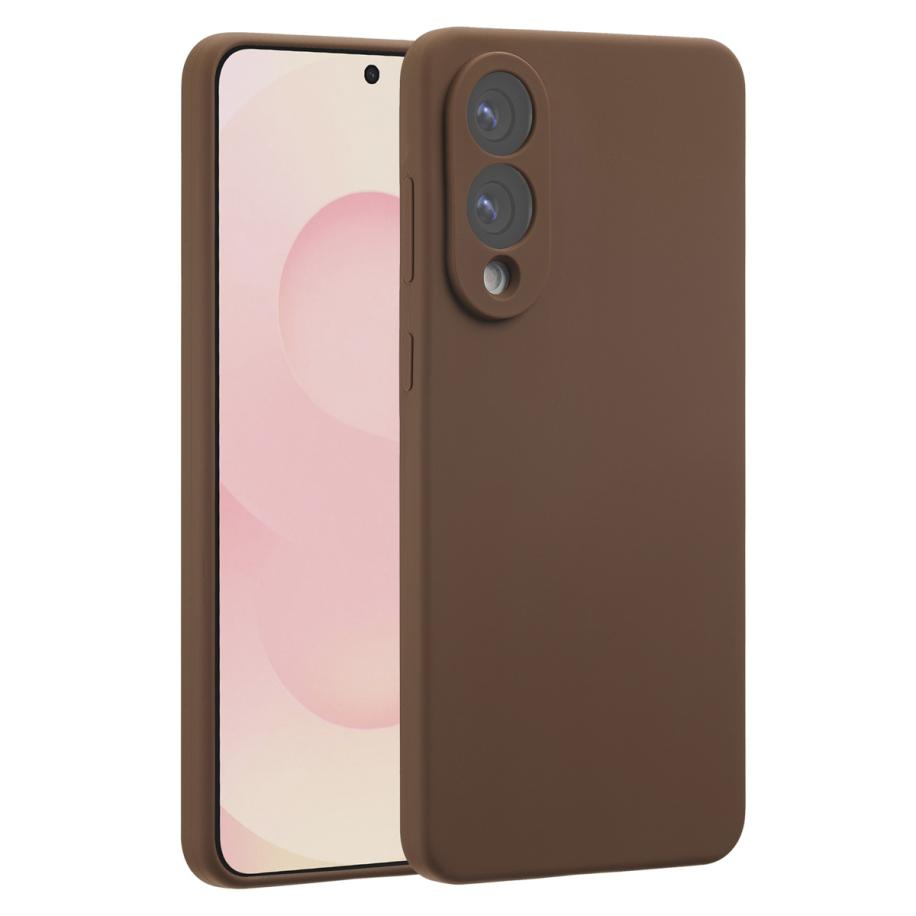 Accezz Liquid Silicone Backcover met MagSafe voor de Samsung Galaxy S25 Edge - New Tea Brown Bruin